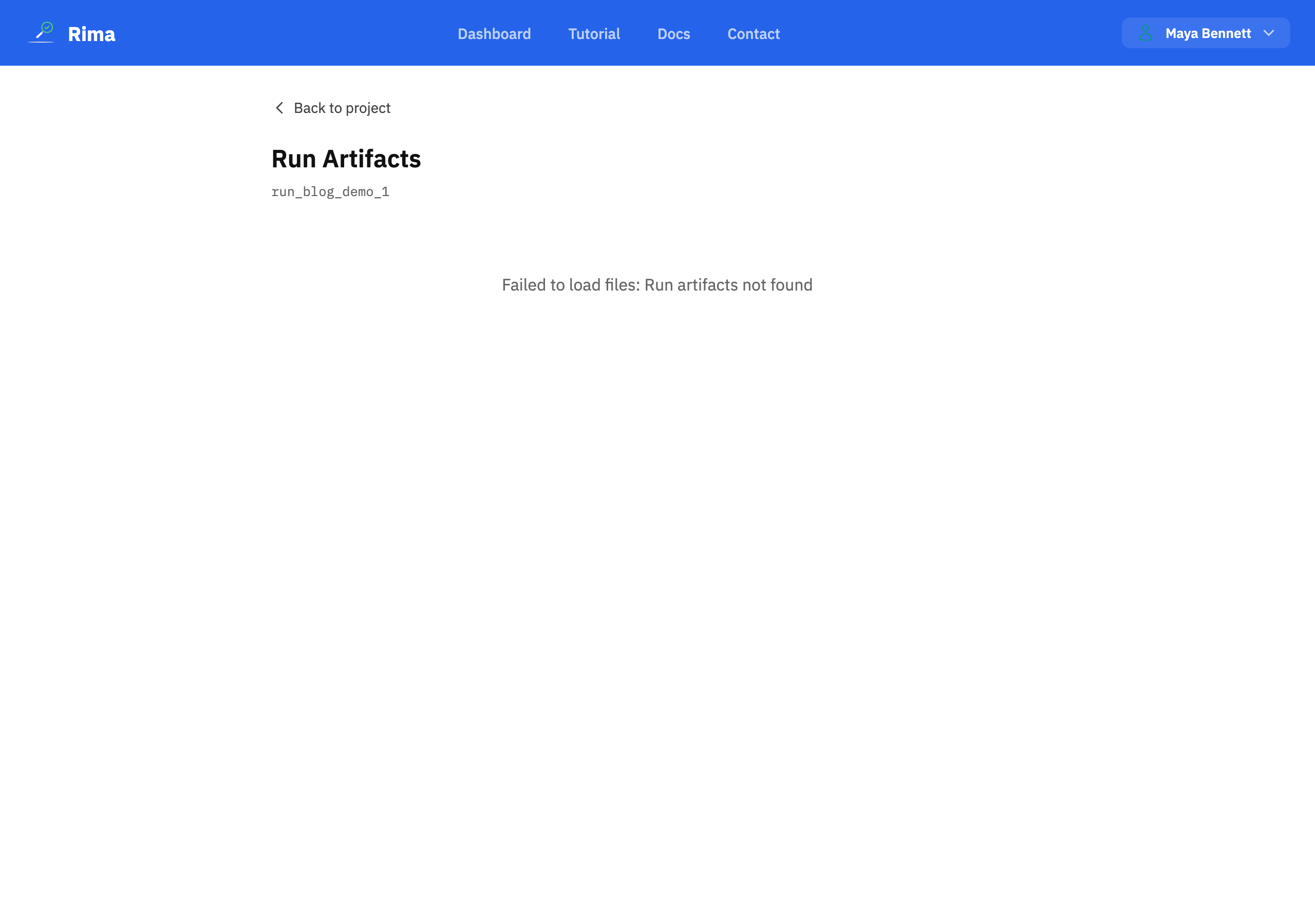 The Rima run files page