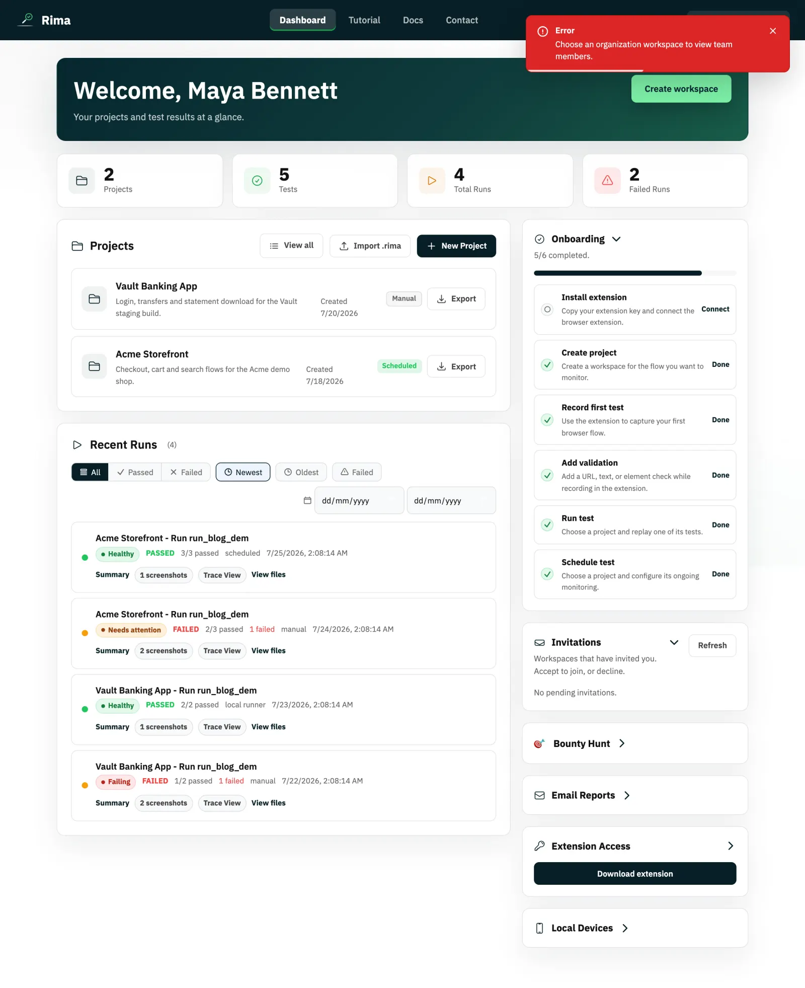 The Rima team members page